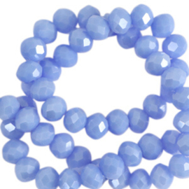 Facet kralen top quality disc 6x4 mm Sky blue-pearl shine coating 76055 10 st