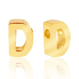 Stainless steel gouden letterkraal D