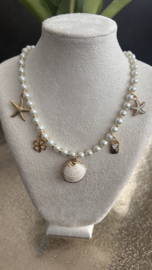 Parel hals ketting bedels