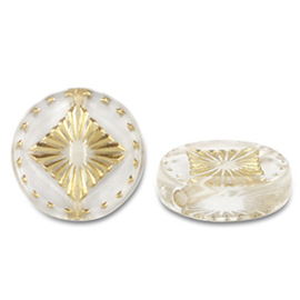 Boho kralen square transparant gold 10 st.