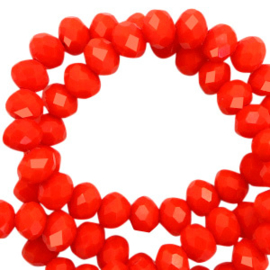 Facet kralen top quality disc 4x3 mm Living coral red-pearl shine coating 62493 10 stuks