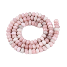 Streng Natuusteen pink rondellen 6 x 4mm