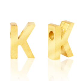 Stainless steel gouden letterkraal K