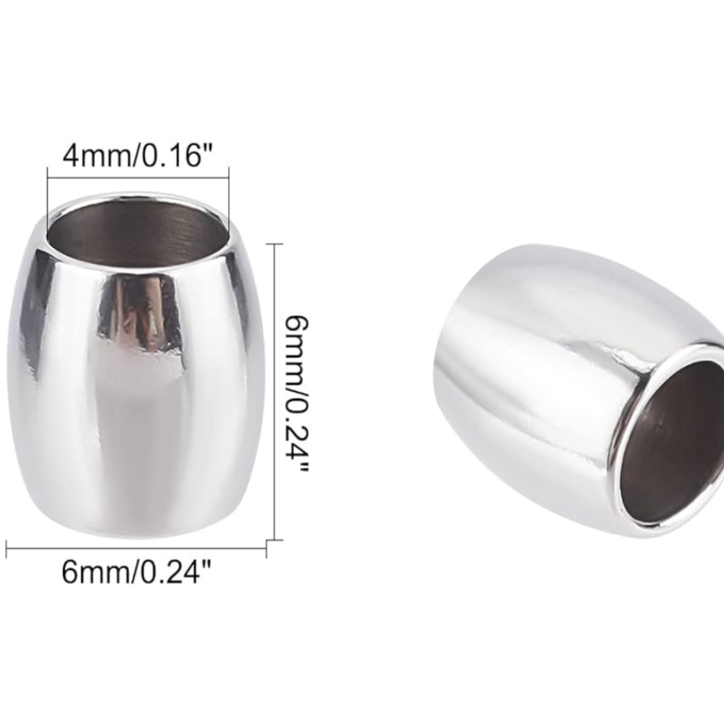 RvS antiek silvercolour tube kraal 6mm per st.