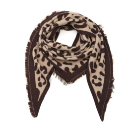 Warme omslagdoek luipaard coffee
