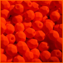 Neon Orange Tsjechische Facet kralen 4 mm 50 st.