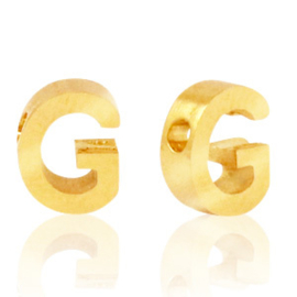 Stainless steel gouden letterkraal G
