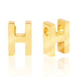 Stainless steel gouden letterkraal H