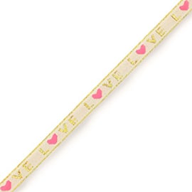 Tekstlint flowers Love gold 1 meter