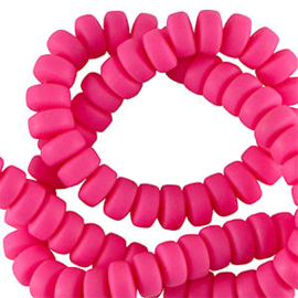 Polymeer Rondellen kralen Neon pink 50 st