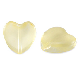 Glas kralen heart Yellow