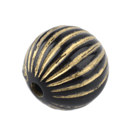 Acryl round lines Black gold 10mm