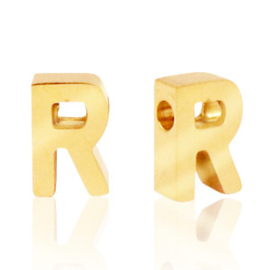 Stainless steel gouden letterkraal R