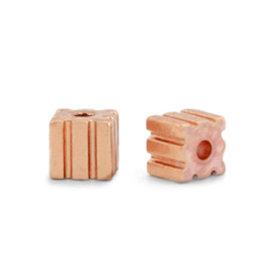 Kralen van hematite cube 3mm Rosegold 5 st 68719