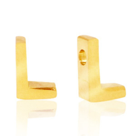 Stainless steel gouden letterkraal L