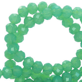 Facet kralen top quality disc 4x3 mm Green opal-pearl shine coating 62476 10 stuks