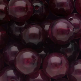 Acryl  kraal rond aubergine 14mm  per st.