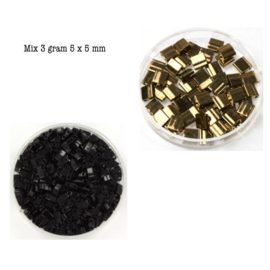 Mix Miyuki tila 5x5 mm metallic dark bronze 457 / opaque black 401