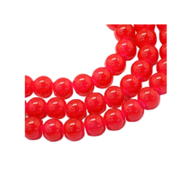 Imitatie Jade glaskralen streng cerise 6mm