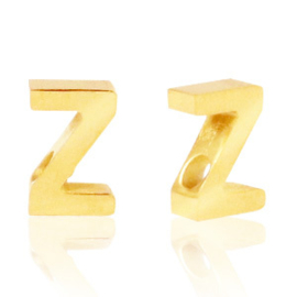Stainless steel gouden letterkraal Z
