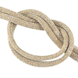 Stitched elastisch Ibiza lint glitter Nude beige 50 cm