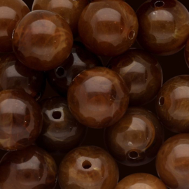 Acryl  kraal rond brown 14mm  per st.
