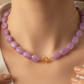 DIY Pakket acrylkralen ovalen ketting purple