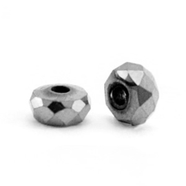 Kralen van hematite disc facet  Antraciet grey 10 st 63186