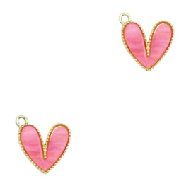 Hangers van Resin heart Gold-roze