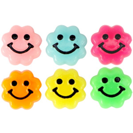 Acryl letterkralen smiley flower Multicolour 10 st.