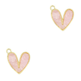 Hangers van Resin heart Gold light pink
