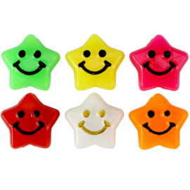 Acryl letterkralen smiley star Multicolour 10 st.