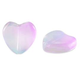 Glas kralen heart Lila