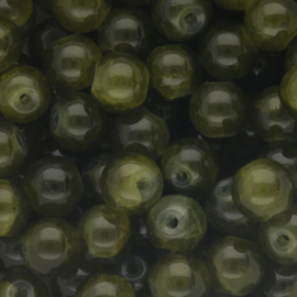 Glaskralen Olive green 12mm 50 st.