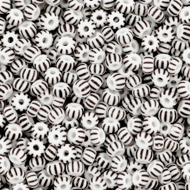 Presciosa Rocailles Gestreept black white 3 mm