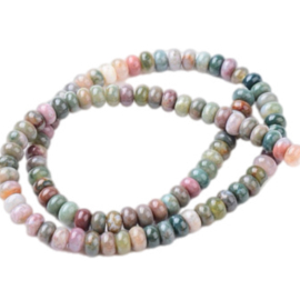 Streng Natuusteen Indian Agate rondellen 6 x 4mm