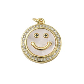 Zirconia tussenzetsel 18kt Smiley zoetwaterparel per stuk