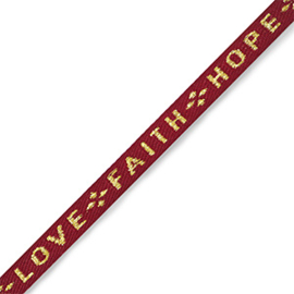 Tekstlint Love Faith Hope gold 1 meter