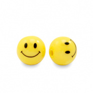 8 mm kralen van acryl smiley Yellow per stuk