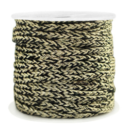 Macramé gevlochten draad 2mm Gold-Black per meter