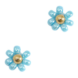 Miyuki bloemen kralen 8mm Light blue-gold