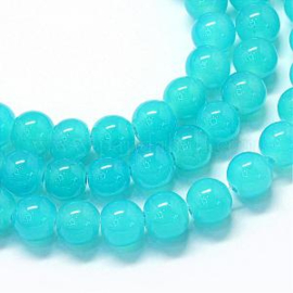 Imitatie Jade glaskralen streng light turquoise
