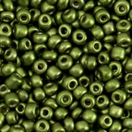Rocailles 8/0 (3mm) Metallic olive green 10 gram 75892