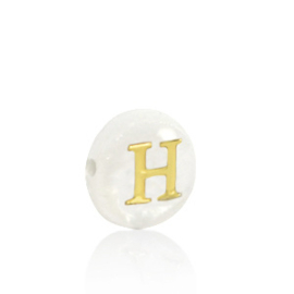 Schelp kraal letter H Gold-white (natuurlijke kleur)