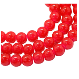 Imitatie Jade glaskralen streng red 6mm