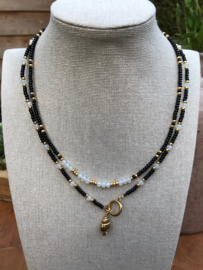 DIY Pakket 2 Choker Bohemian / IBIZA set 3 mm Black Goldcoloured