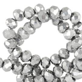 Facet kralen top quality disc 6x4 mm Silver metallic-pearl shine coating, 64211 10 st.