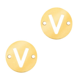 Bedel van  (RVS) 10mm initial coin V Goud tussenzetsel