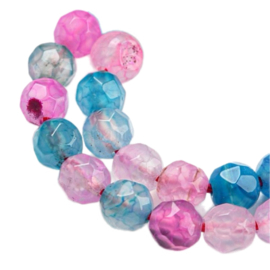 Streng natuursteen kralen blue pink agaat 4mm
