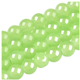 Imitatie Jade glaskralen streng lime green 6mm